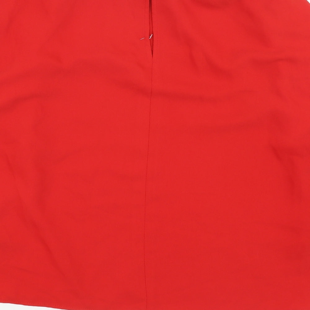 Zara Womens Red Polyester Basic Blouse Size M Mock Neck