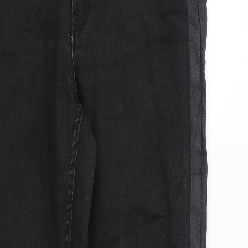 &Denim Mens Black Cotton Skinny Jeans Size 28 in Slim Zip - Side Stripe Detail