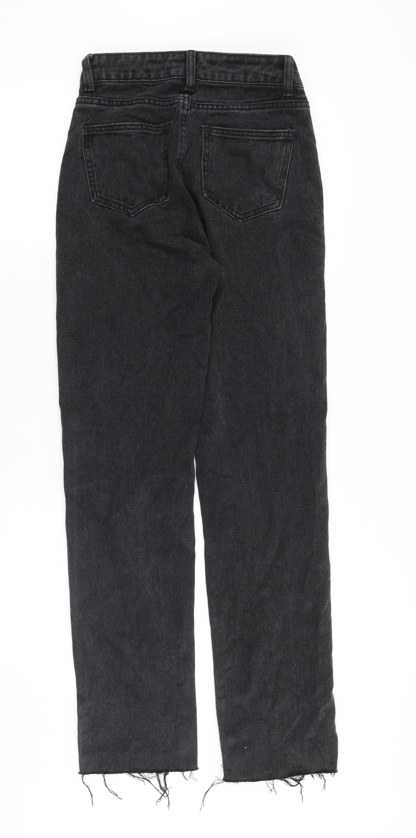 PRETTYLITTLETHING Womens Black Cotton Straight Jeans Size 24 in Regular Zip