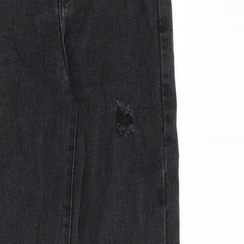 PRETTYLITTLETHING Womens Black Cotton Straight Jeans Size 24 in Regular Zip