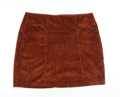 George Womens Orange Cotton A-Line Skirt Size 36 in Zip