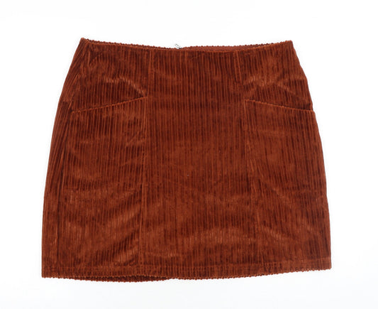 George Womens Orange Cotton A-Line Skirt Size 36 in Zip