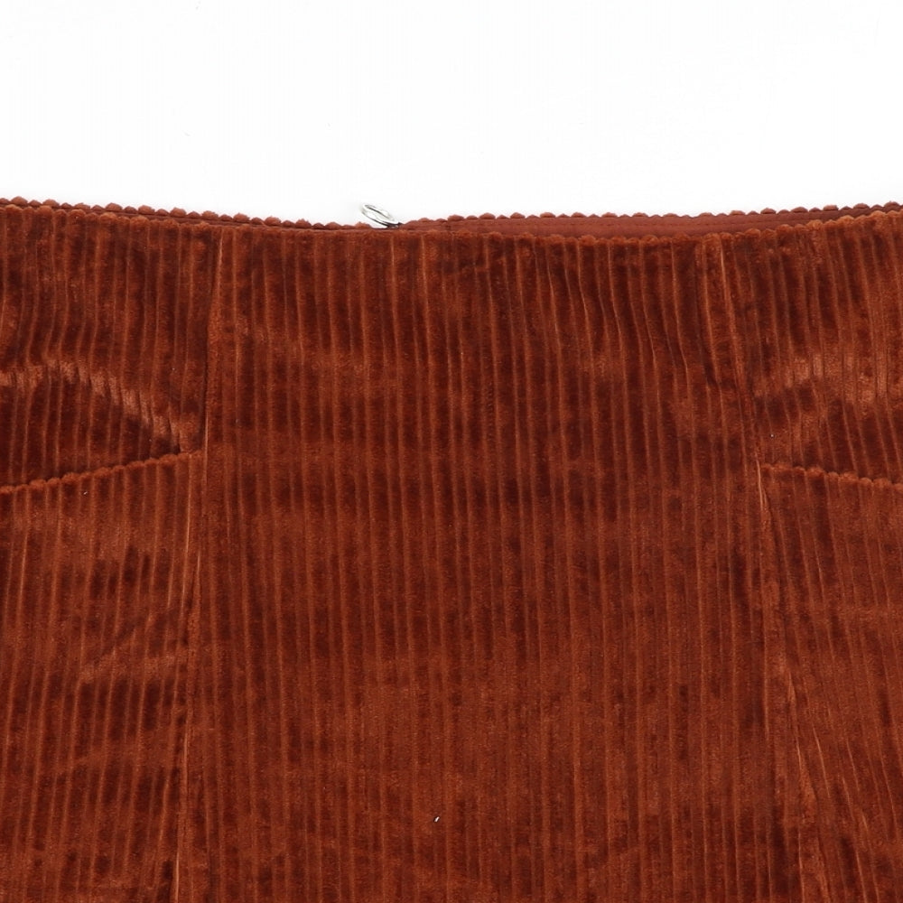 George Womens Orange Cotton A-Line Skirt Size 36 in Zip