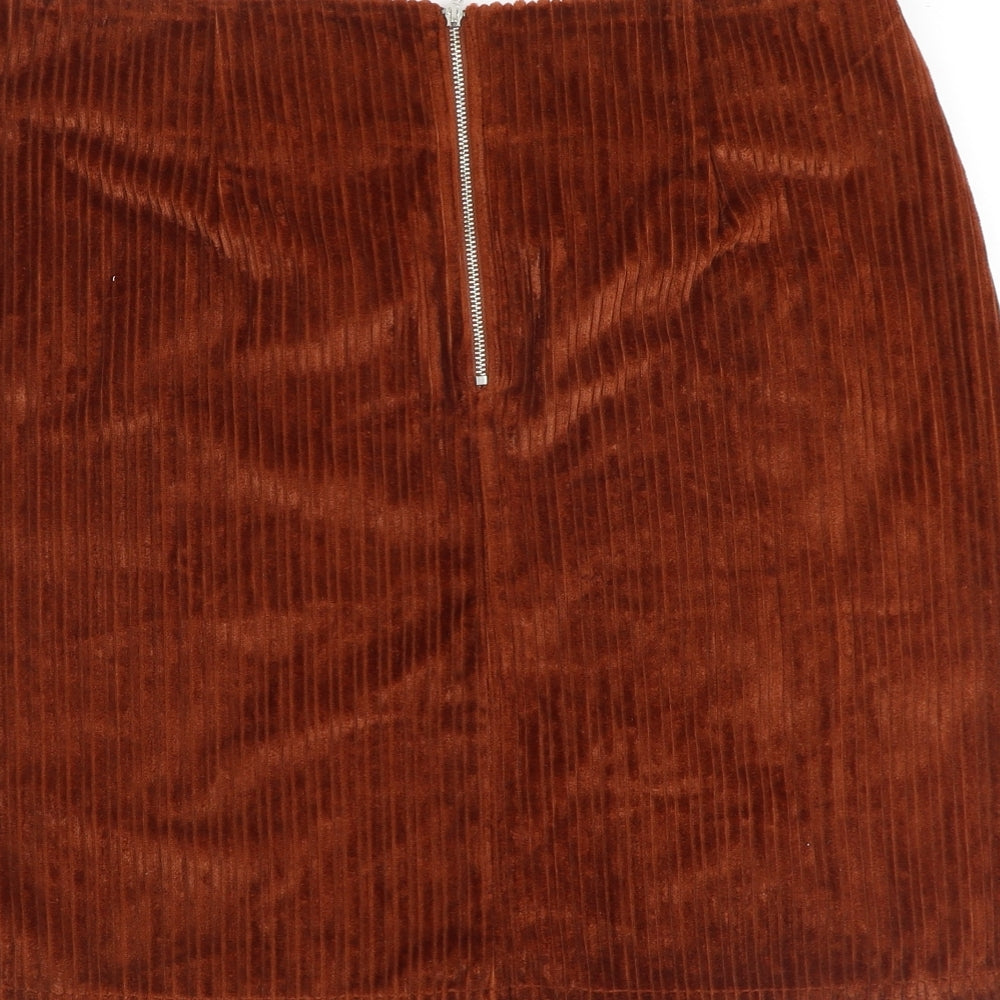 George Womens Orange Cotton A-Line Skirt Size 36 in Zip