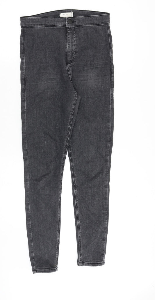 Topshop Womens Grey Cotton Skinny Jeans Size 28 in Slim Zip