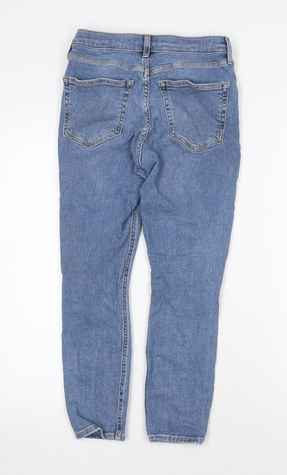 Topshop Womens Blue Cotton Straight Jeans Size 28 in Regular Zip