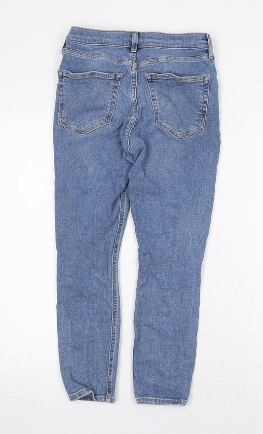 Topshop Womens Blue Cotton Straight Jeans Size 28 in Regular Zip