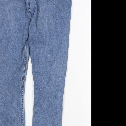 Topshop Womens Blue Cotton Straight Jeans Size 28 in Regular Zip
