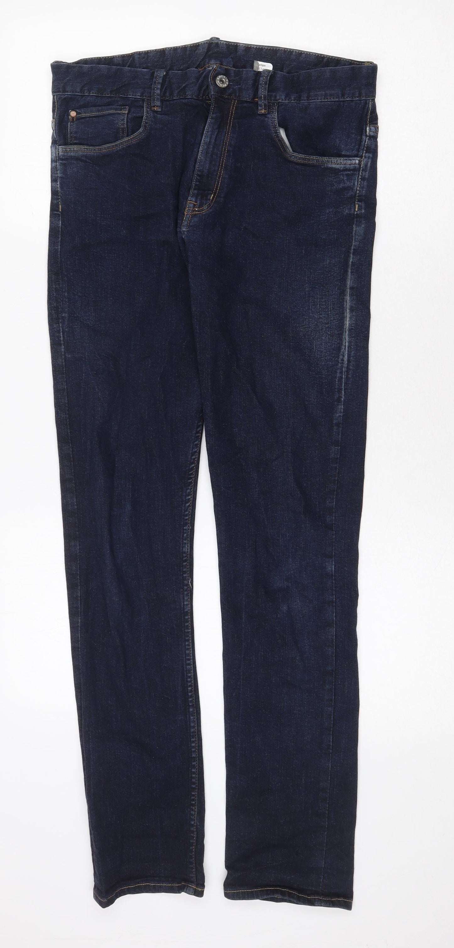 Womens UK Size 32 in H&M Regular Fit Straight Blue Jeans