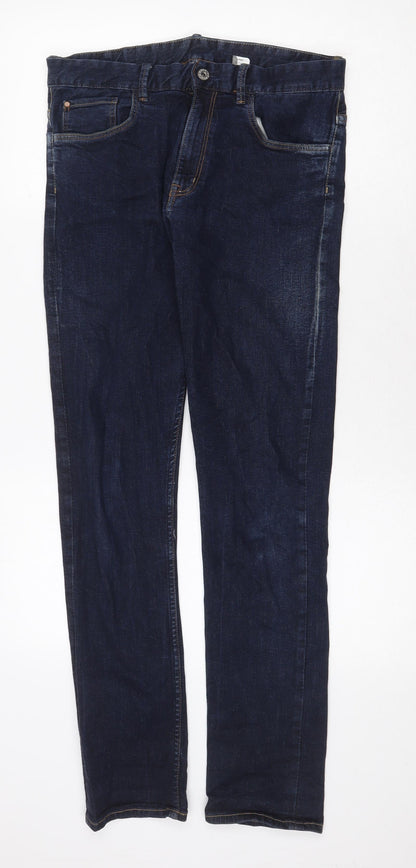 Womens UK Size 32 in H&M Regular Fit Straight Blue Jeans