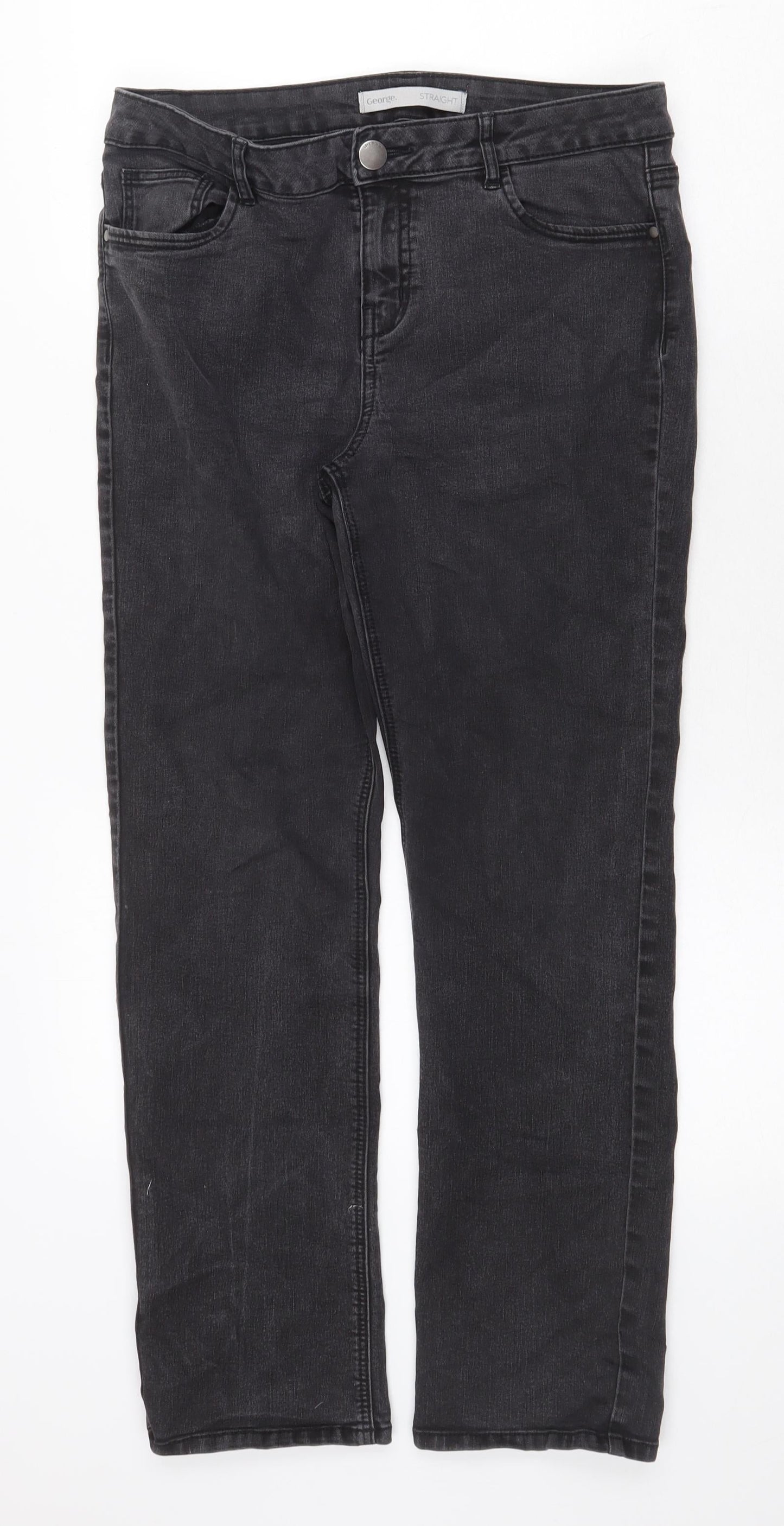 Dylan George Womens Grey Cotton Straight Jeans Size 12 Regular Zip
