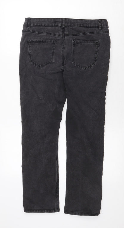 Dylan George Womens Grey Cotton Straight Jeans Size 12 Regular Zip