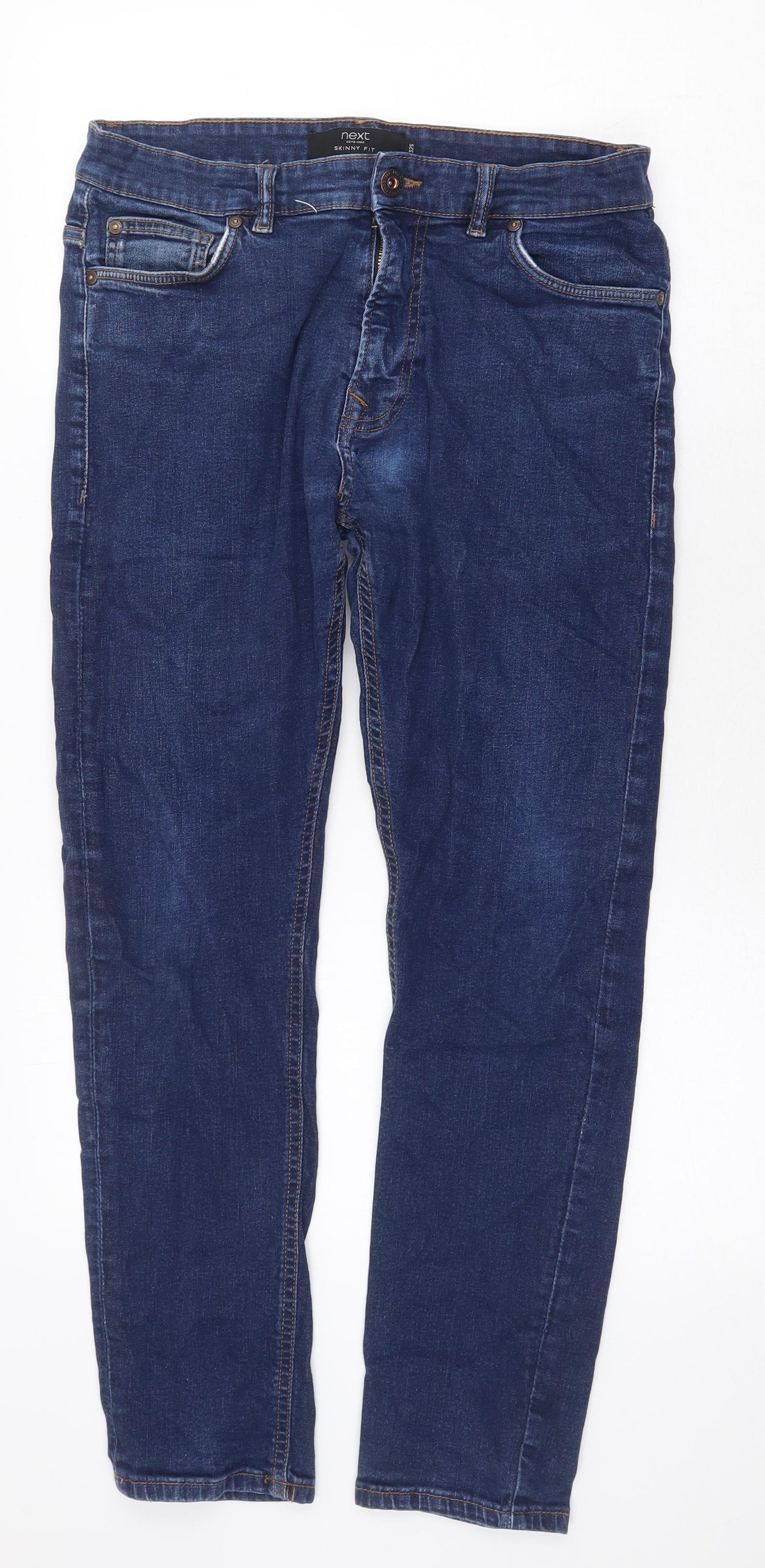 NEXT Womens Blue Cotton Straight Jeans Size 32 in Regular Zip