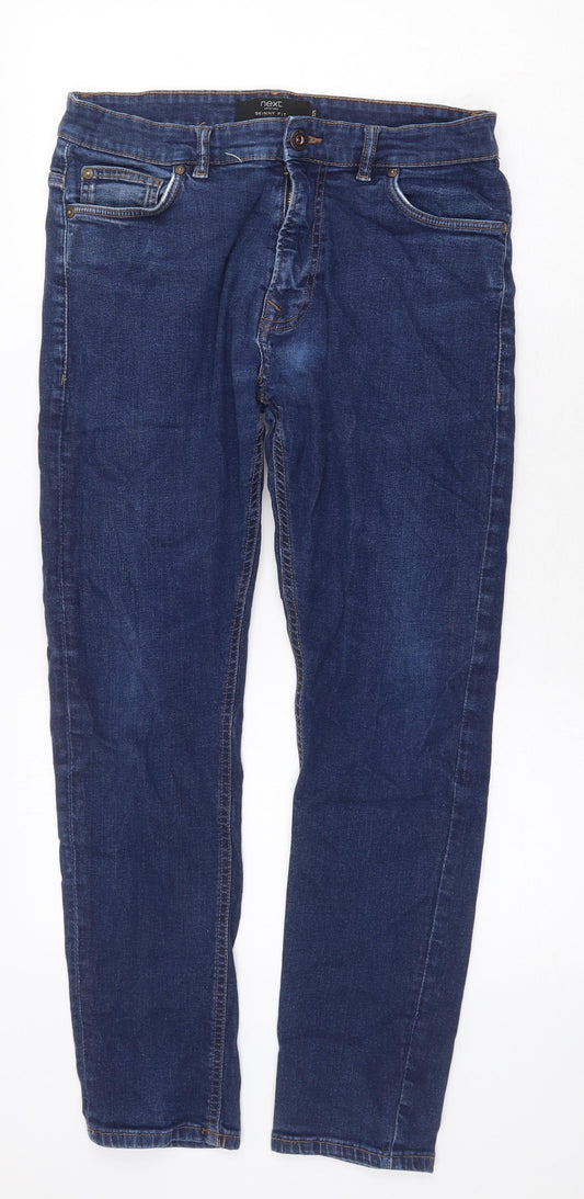 NEXT Womens Blue Cotton Straight Jeans Size 32 in Regular Zip