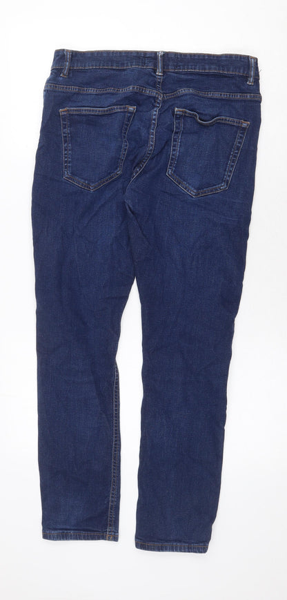 NEXT Womens Blue Cotton Straight Jeans Size 32 in Regular Zip