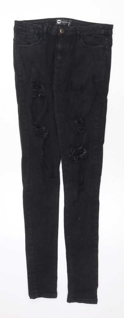 Bee Inspired Womens Black Cotton Skinny Jeans Size 32 in Regular Zip