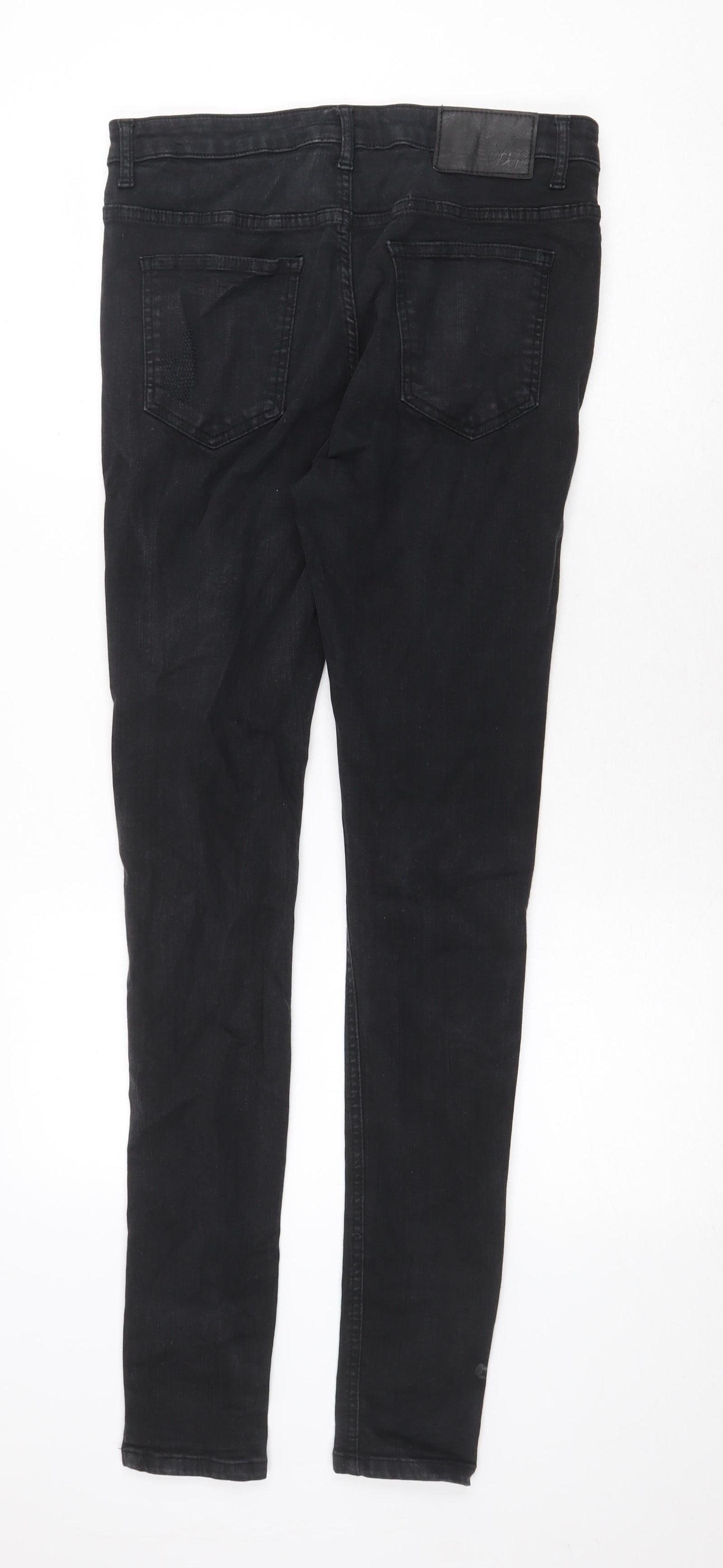 Bee Inspired Womens Black Cotton Skinny Jeans Size 32 in Regular Zip
