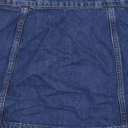 Topshop Womens Blue Cotton Mini Skirt Size 6 Button