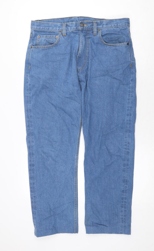 Very Womens Blue Cotton Straight Jeans Size 34 in Regular Zip