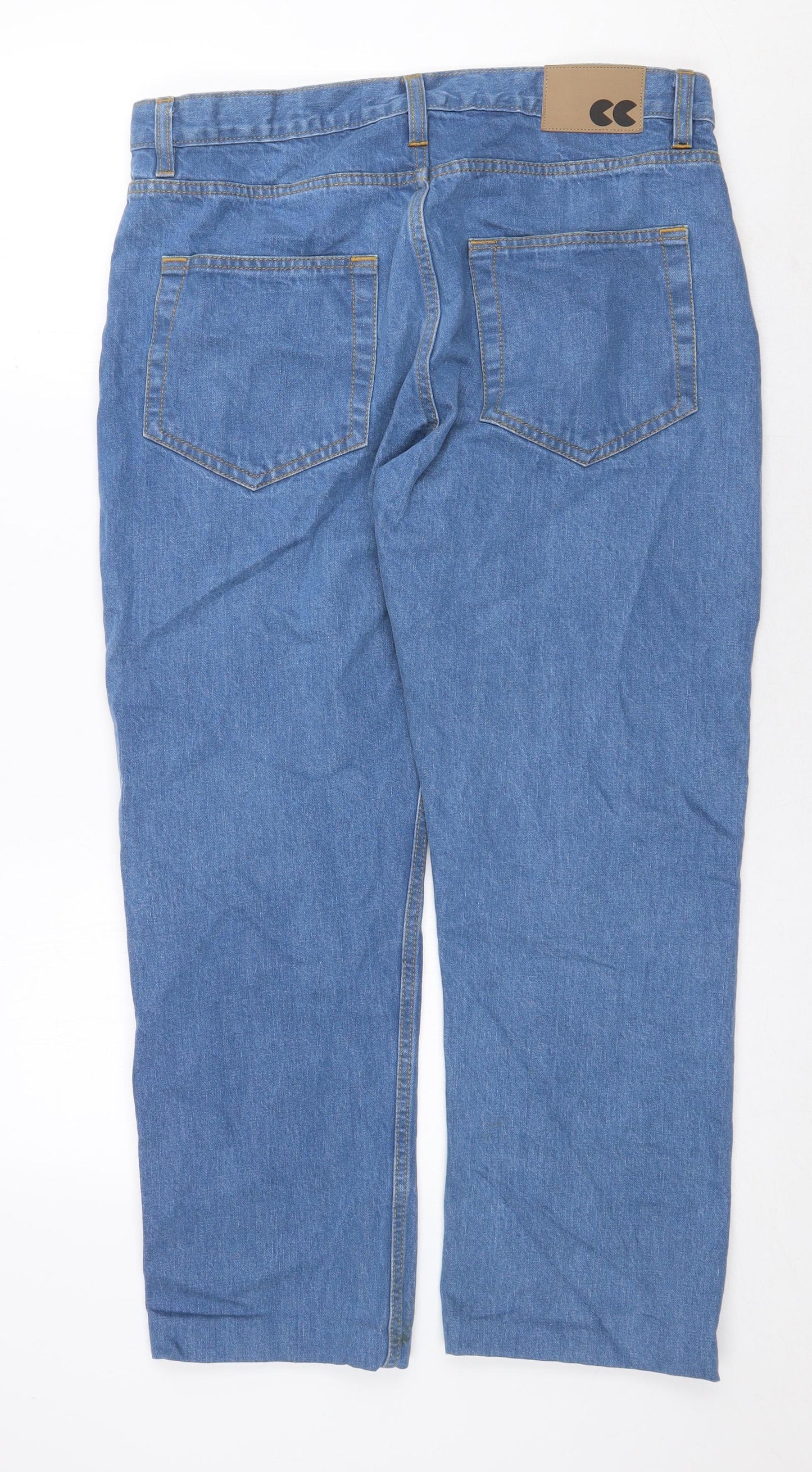 Very Womens Blue Cotton Straight Jeans Size 34 in Regular Zip