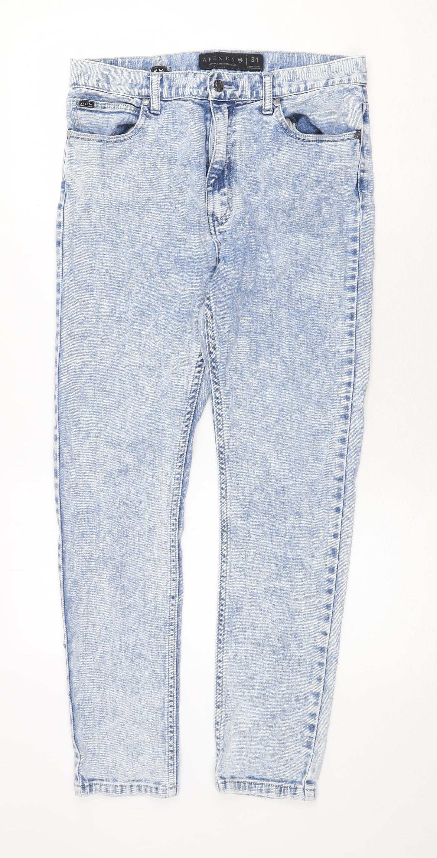Afends Womens Blue Cotton Skinny Jeans Size 32 in Regular Zip