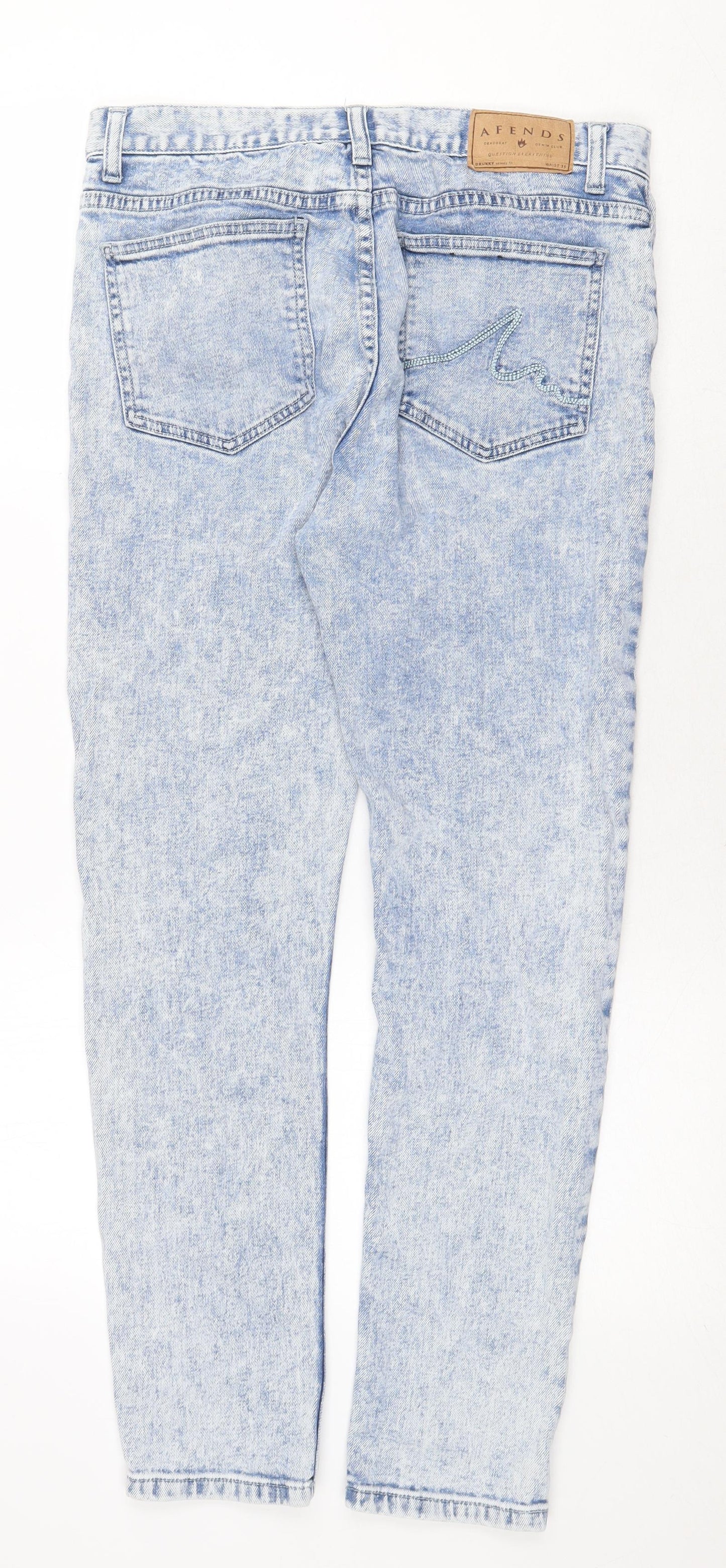 Afends Womens Blue Cotton Skinny Jeans Size 32 in Regular Zip