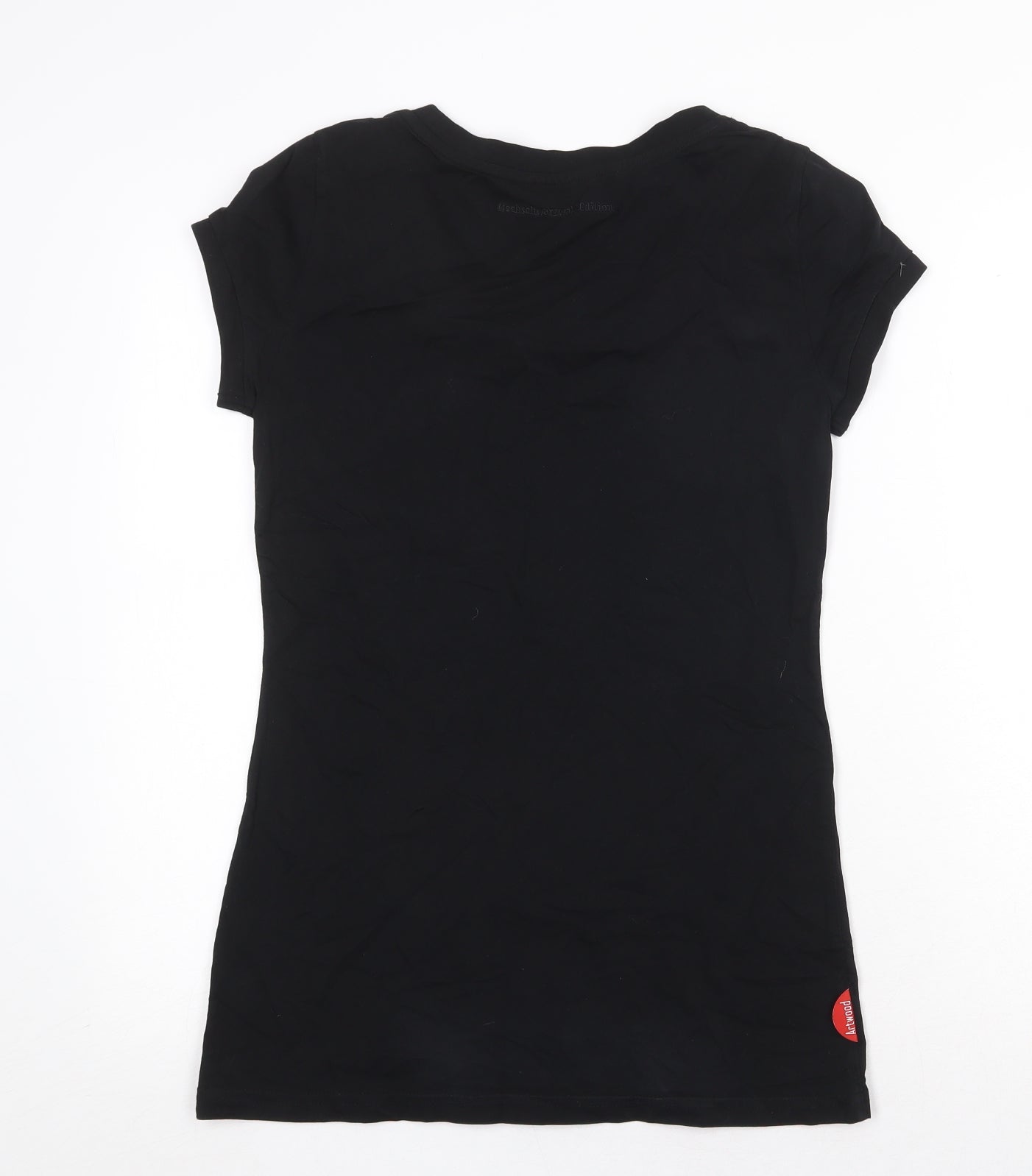 Artwood Womens Black Cotton Basic T-Shirt Size M Round Neck