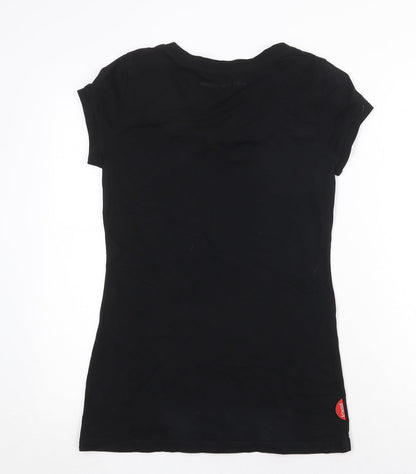 Artwood Womens Black Cotton Basic T-Shirt Size M Round Neck