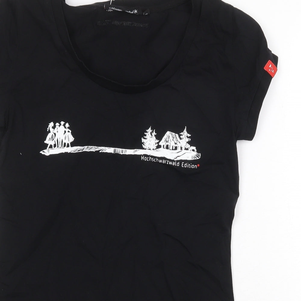 Artwood Womens Black Cotton Basic T-Shirt Size M Round Neck