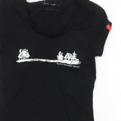 Artwood Womens Black Cotton Basic T-Shirt Size M Round Neck