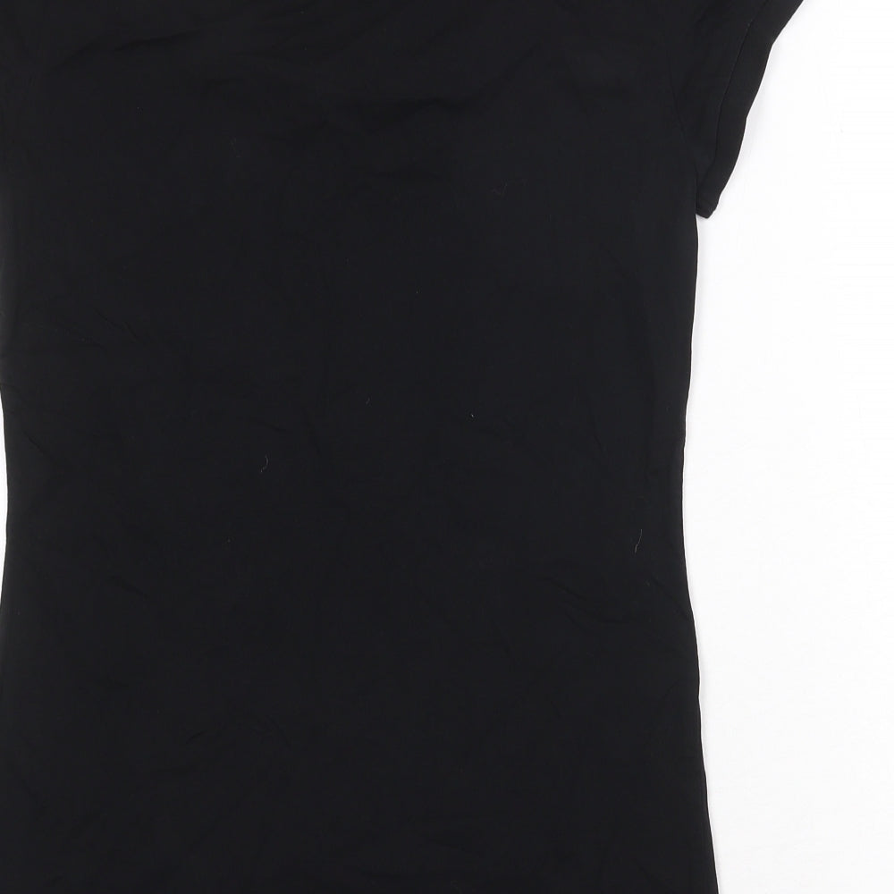 Artwood Womens Black Cotton Basic T-Shirt Size M Round Neck