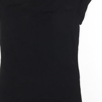 Artwood Womens Black Cotton Basic T-Shirt Size M Round Neck