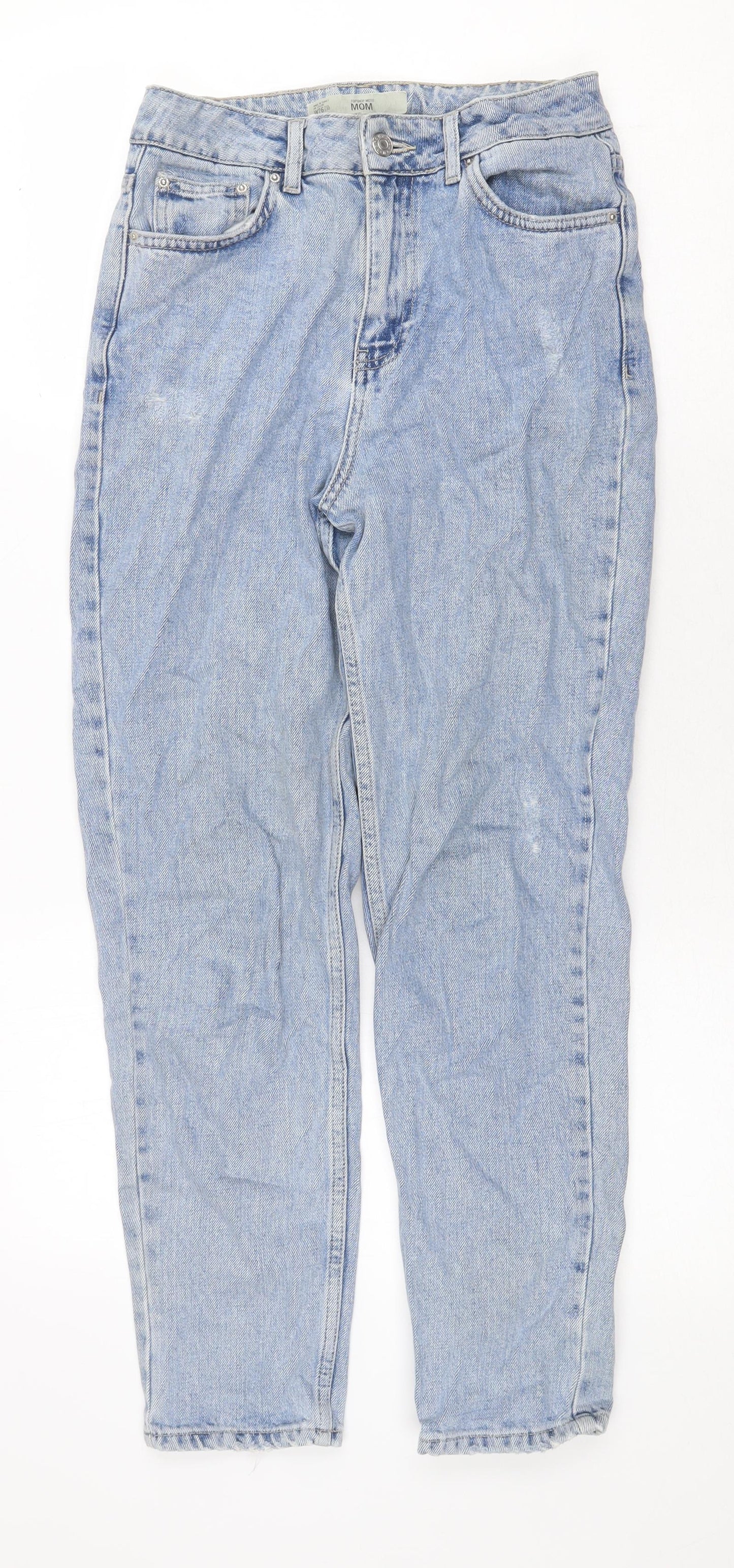 Topshop Womens Blue Cotton Mom Jeans Size 26 in Regular Zip