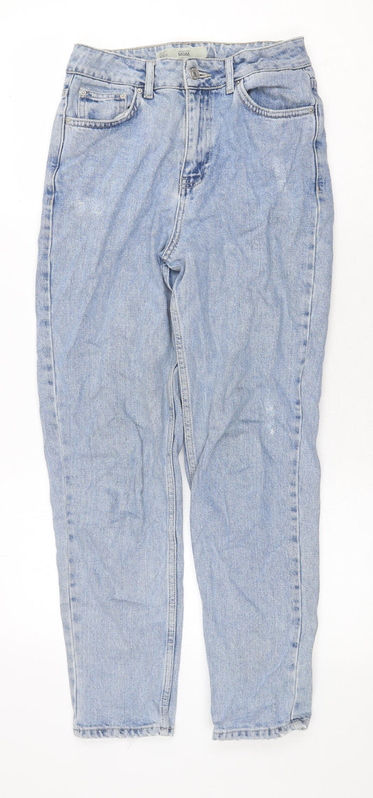 Topshop Womens Blue Cotton Mom Jeans Size 26 in Regular Zip