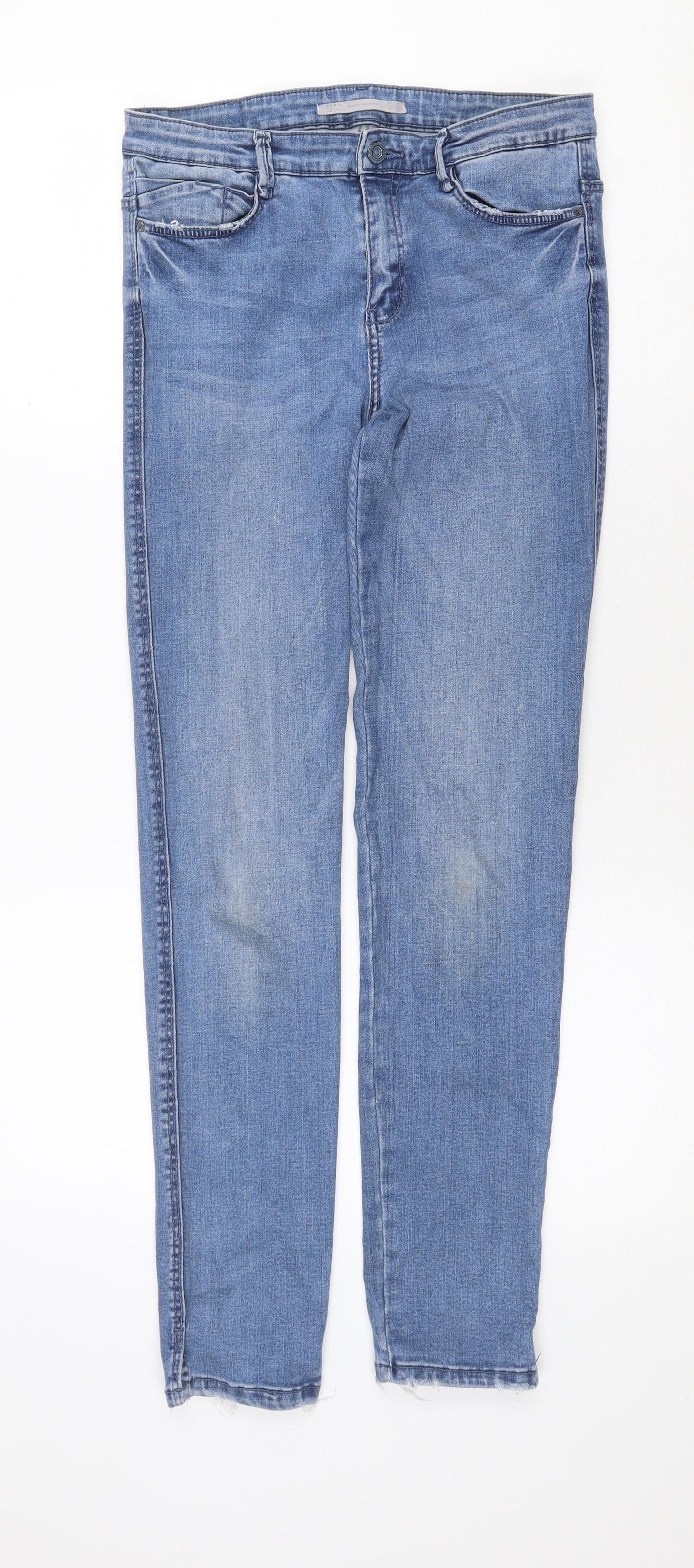 Zara Womens Blue Cotton Skinny Jeans Size 28 in Regular Zip
