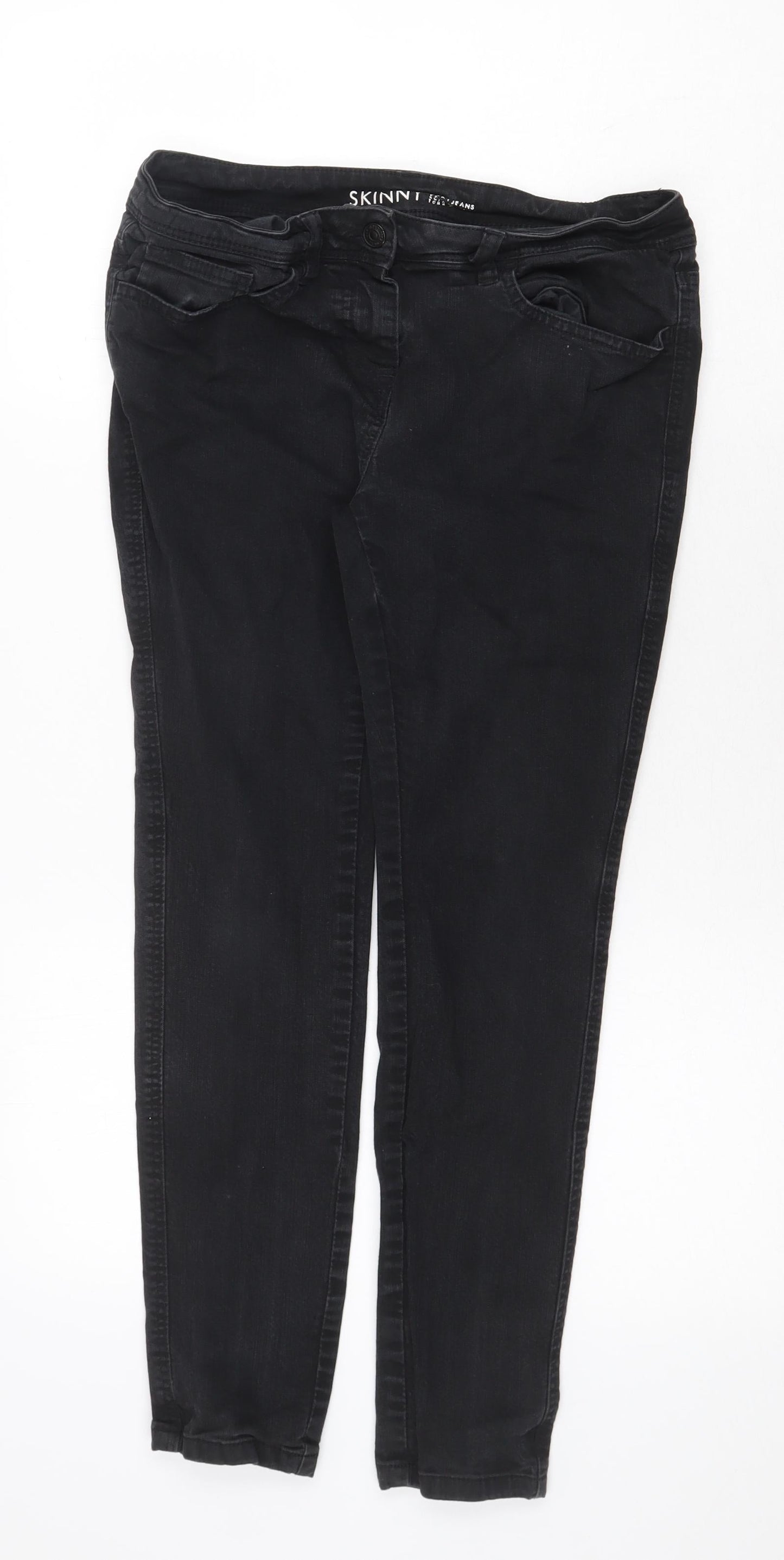 NEXT Womens Grey Cotton Skinny Jeans Size 10 Regular Zip