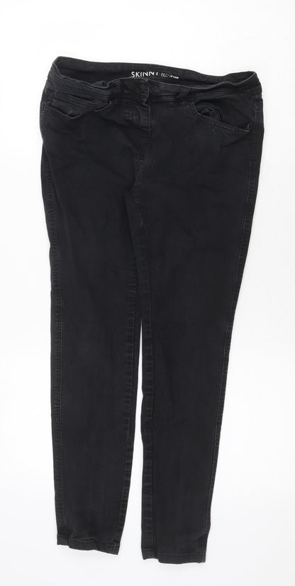 NEXT Womens Grey Cotton Skinny Jeans Size 10 Regular Zip