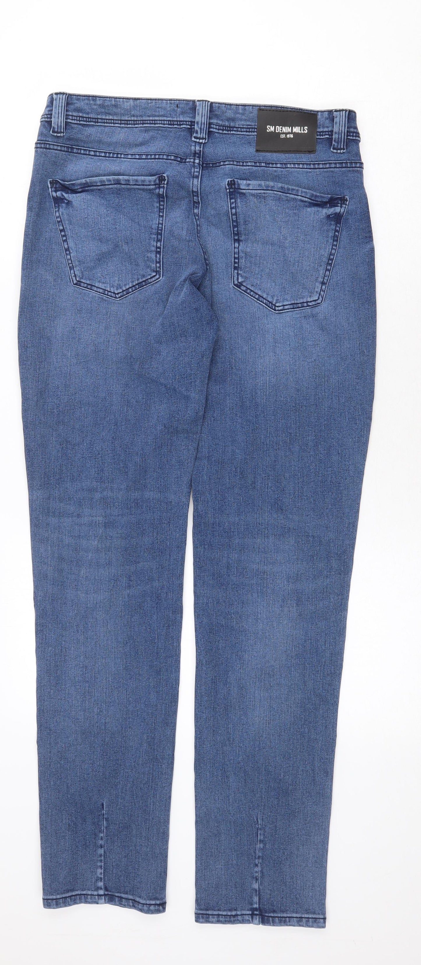 Mens UK Size 32 in SM Denim Mills Regular Fit Straight Blue Jeans