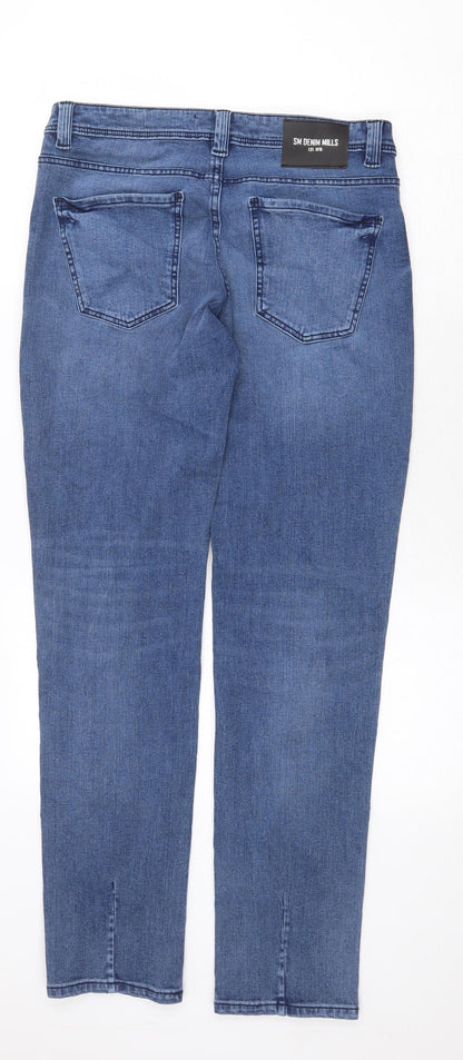 Mens UK Size 32 in SM Denim Mills Regular Fit Straight Blue Jeans