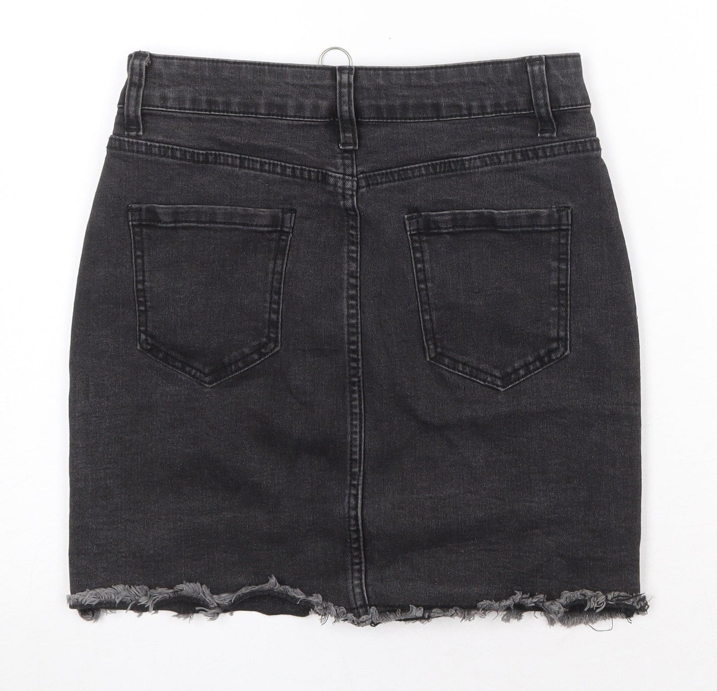 Boohoo Womens Grey Cotton A-Line Skirt Size 6 Zip