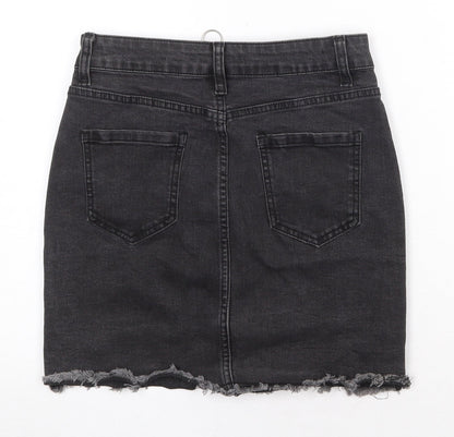 Boohoo Womens Grey Cotton A-Line Skirt Size 6 Zip