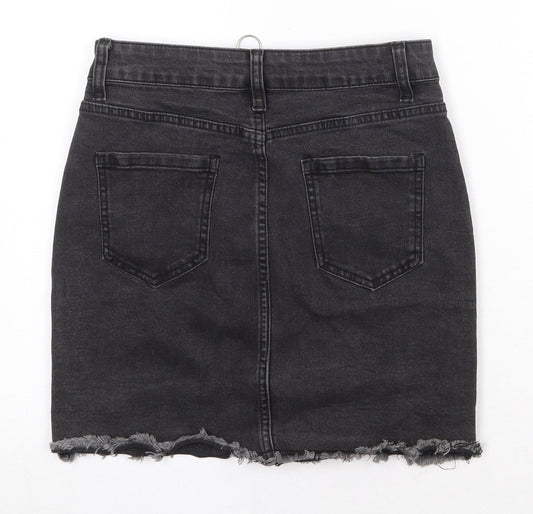 Boohoo Womens Grey Cotton A-Line Skirt Size 6 Zip