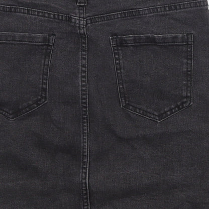Boohoo Womens Grey Cotton A-Line Skirt Size 6 Zip