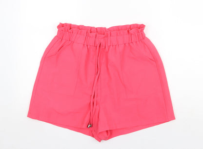 Preworn Womens Pink Polyester Basic Shorts Size 30 Regular Drawstring