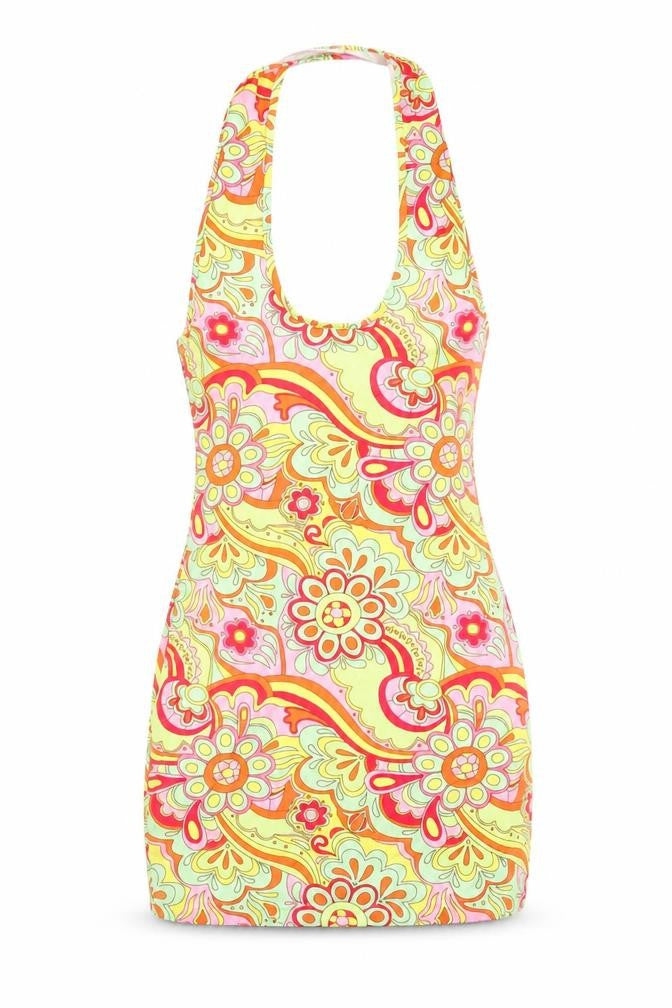 SheIn Womens Multicoloured Floral Polyester Bodycon Size S Halter Pullover