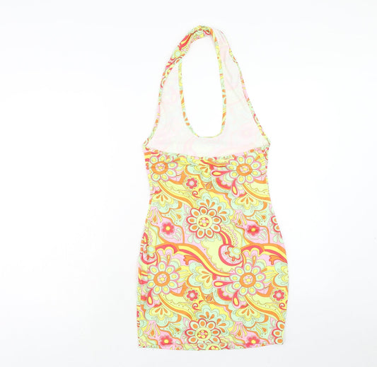 SheIn Womens Multicoloured Floral Polyester Bodycon Size S Halter Pullover