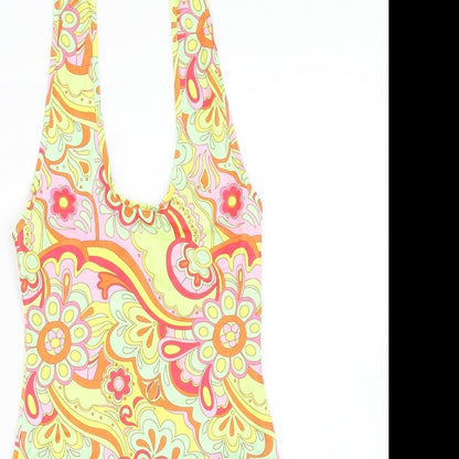 SheIn Womens Multicoloured Floral Polyester Bodycon Size S Halter Pullover