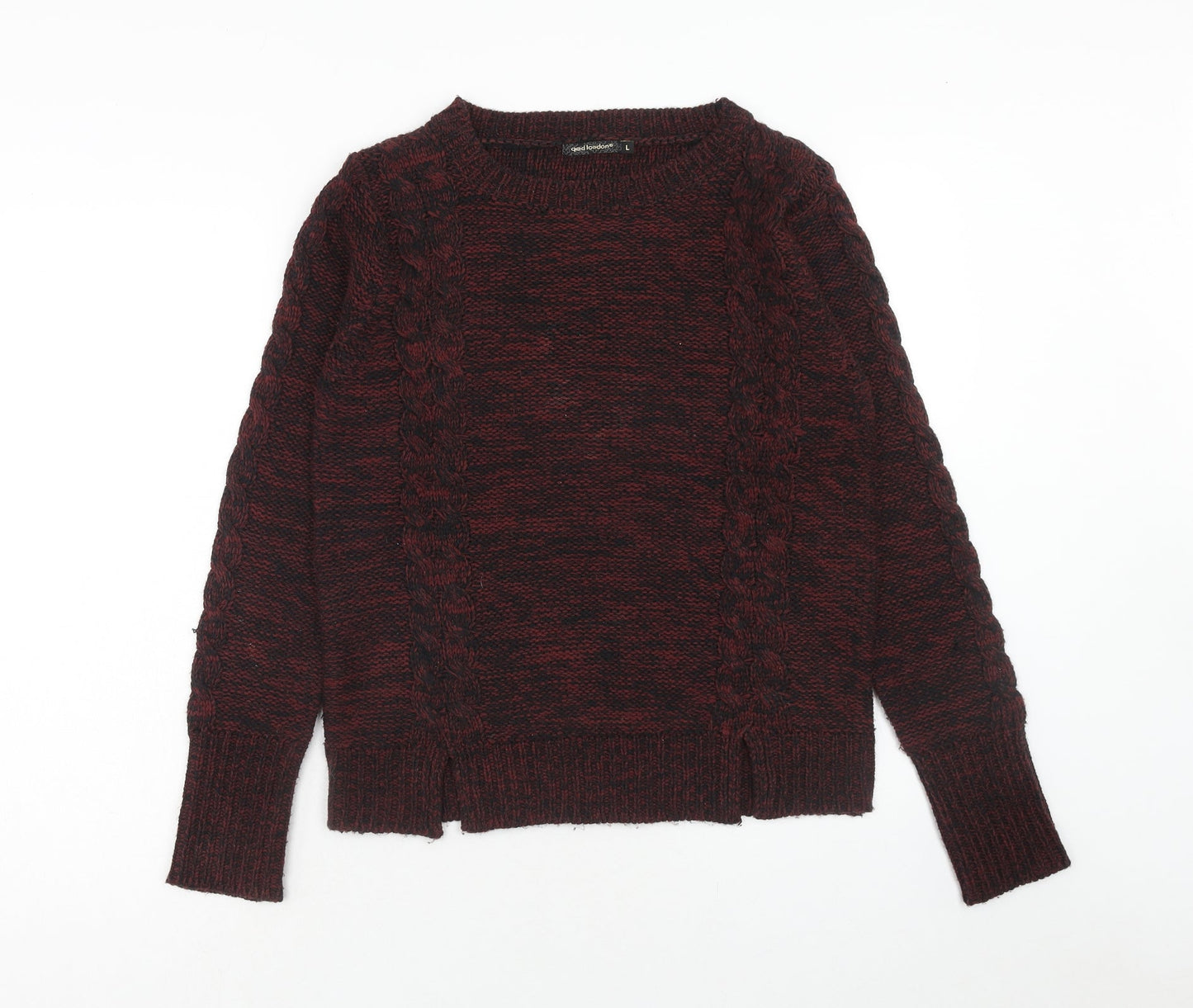QED London Womens Red Round Neck Acrylic Pullover Jumper Size L
