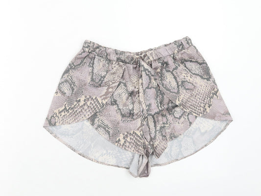 New Look Womens Grey Animal Print Polyester Hot Pants Shorts Size 8 Regular Pull On - Snakeskin Pattern