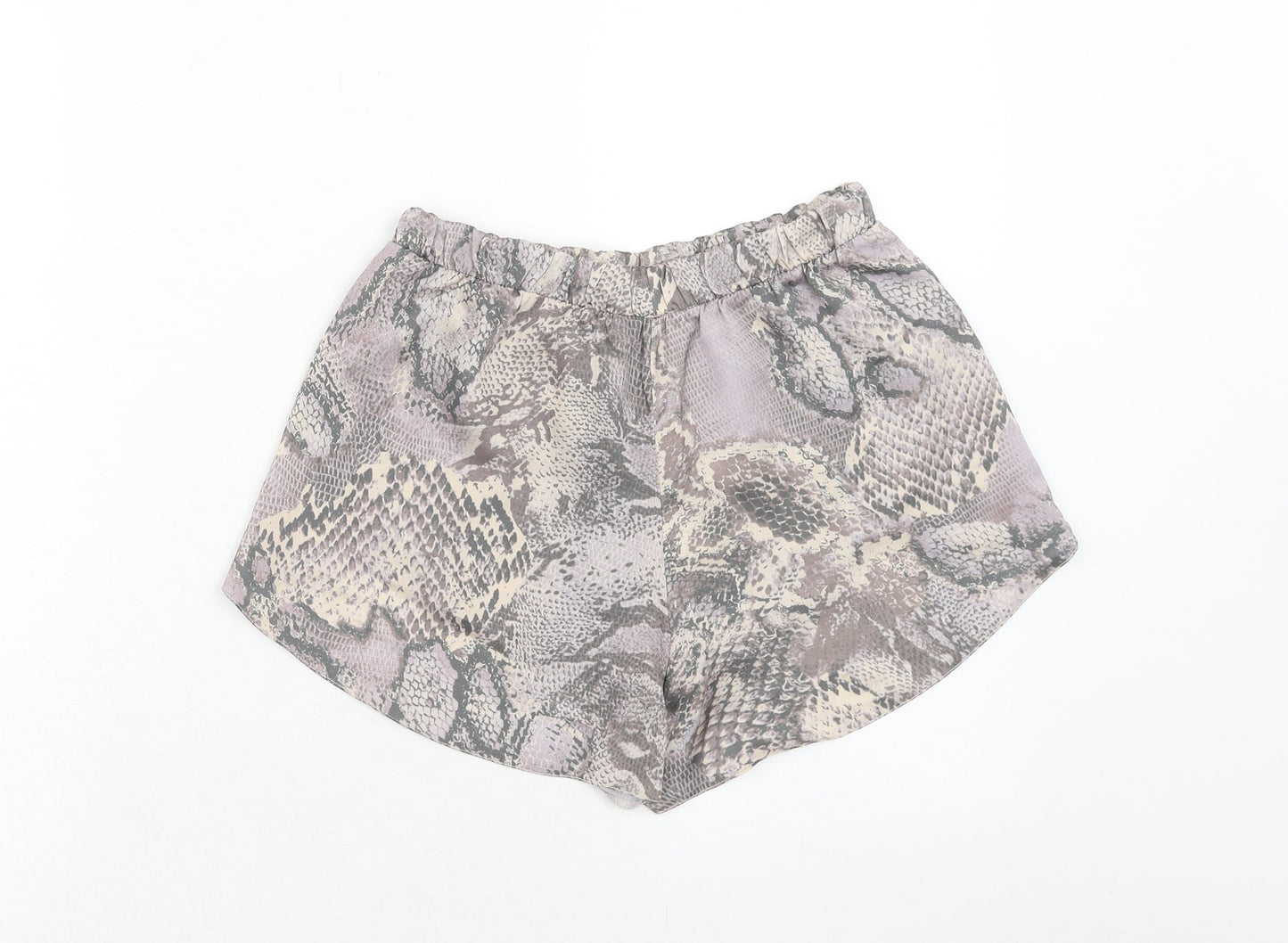 New Look Womens Grey Animal Print Polyester Hot Pants Shorts Size 8 Regular Pull On - Snakeskin Pattern
